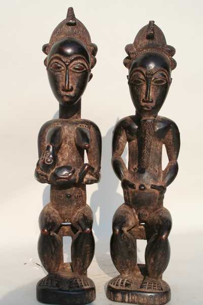 Baoule(2 statues couples), d`afrique : Côte d