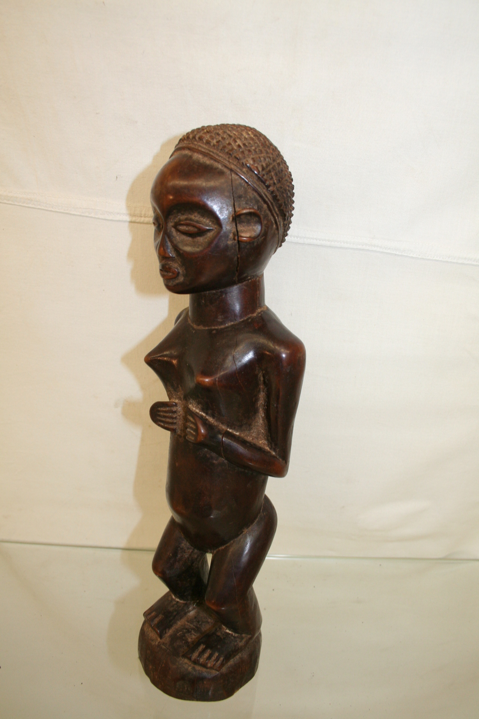 Tchokwe(statue), d`afrique : Rep.dem.du Congo, statuette Tchokwe(statue), masque ancien africain Tchokwe(statue), art du Rep.dem.du Congo - Art Africain, collection privées Belgique. Statue africaine de la tribu des Tchokwe(statue), provenant du Rep.dem.du Congo, 1667:Statue d