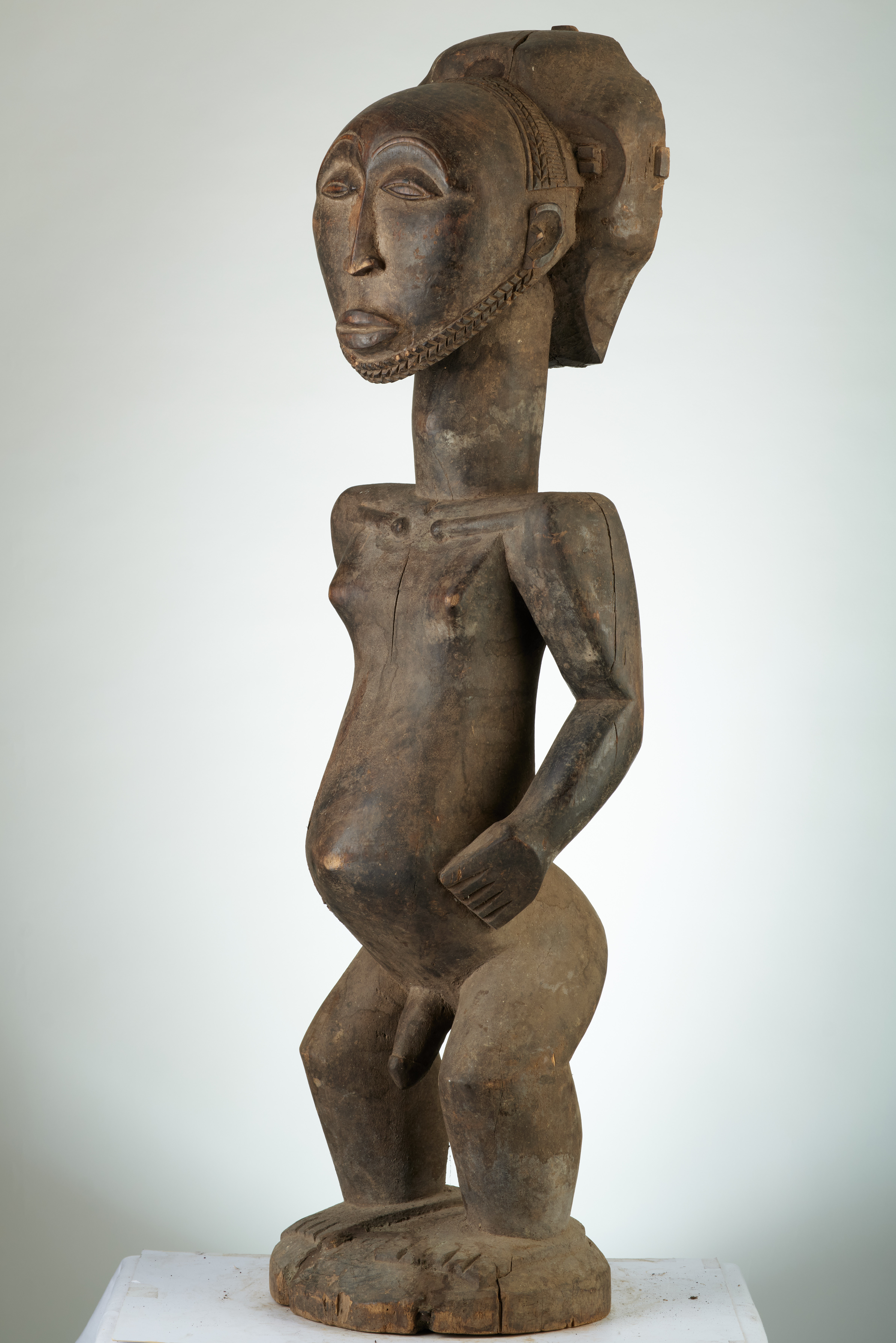 Hemba ( gr.statue debout), d`afrique : rep.dem.Congo, statuette Hemba ( gr.statue debout), masque ancien africain Hemba ( gr.statue debout), art du rep.dem.Congo - Art Africain, collection privées Belgique. Statue africaine de la tribu des Hemba ( gr.statue debout), provenant du rep.dem.Congo, 1886:Très belle statue d