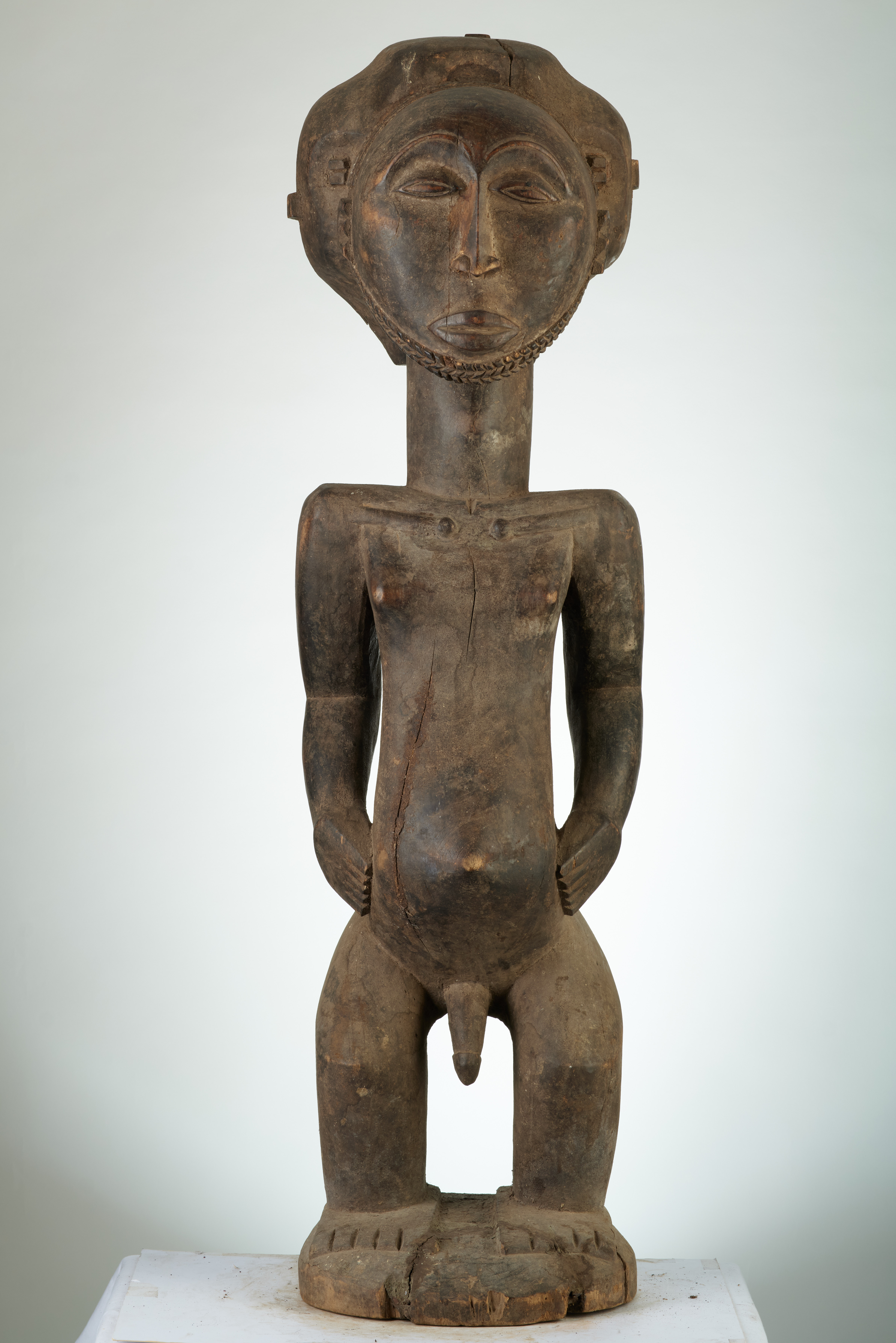 Hemba ( gr.statue debout), d`afrique : rep.dem.Congo, statuette Hemba ( gr.statue debout), masque ancien africain Hemba ( gr.statue debout), art du rep.dem.Congo - Art Africain, collection privées Belgique. Statue africaine de la tribu des Hemba ( gr.statue debout), provenant du rep.dem.Congo, 1886:Très belle statue d