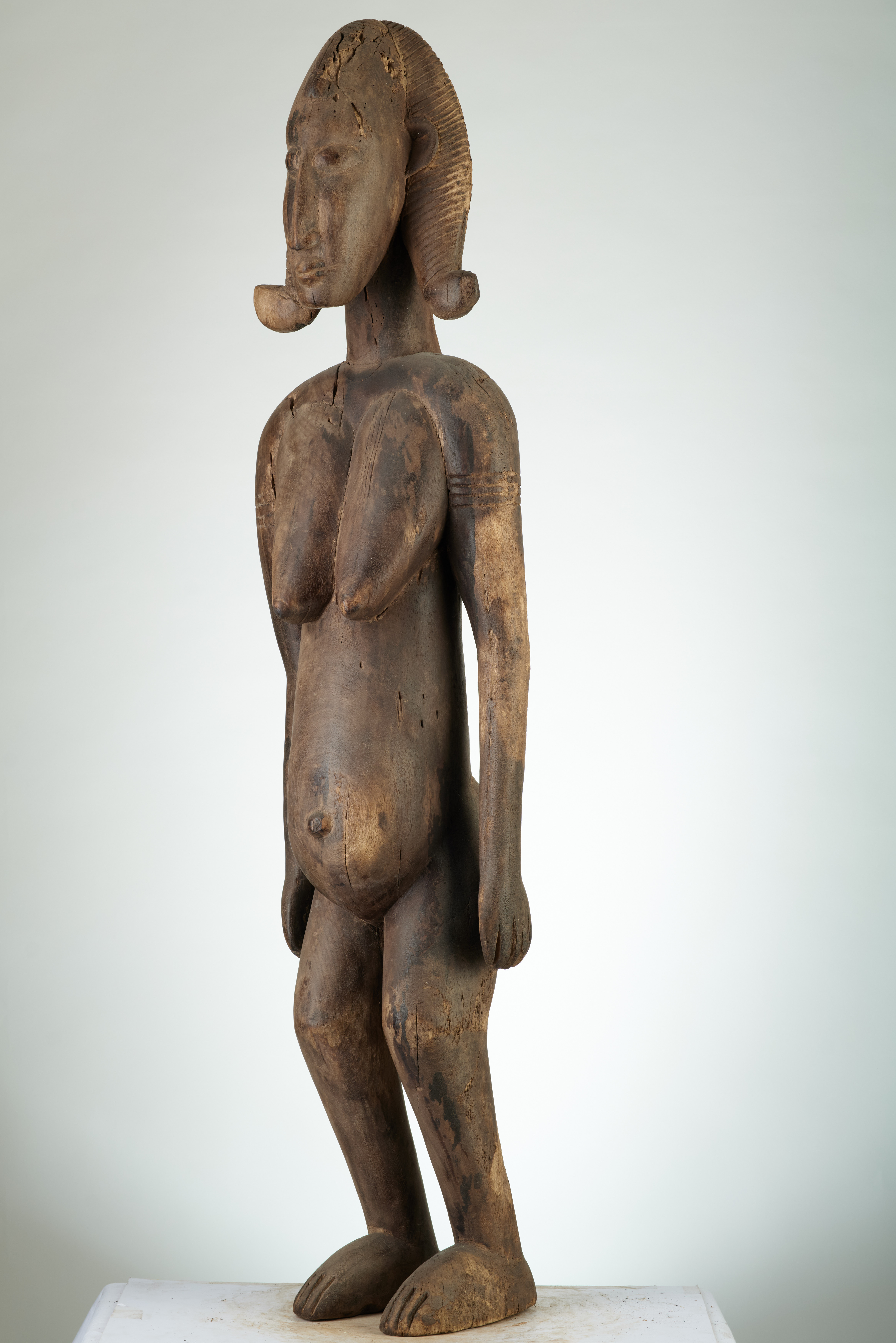 Bambara. (statue), d`afrique : Mali., statuette Bambara. (statue), masque ancien africain Bambara. (statue), art du Mali. - Art Africain, collection privées Belgique. Statue africaine de la tribu des Bambara. (statue), provenant du Mali., 190/721.Statue féminine debout H.106cm. appelée guandoudou reine des bambara.Statue d